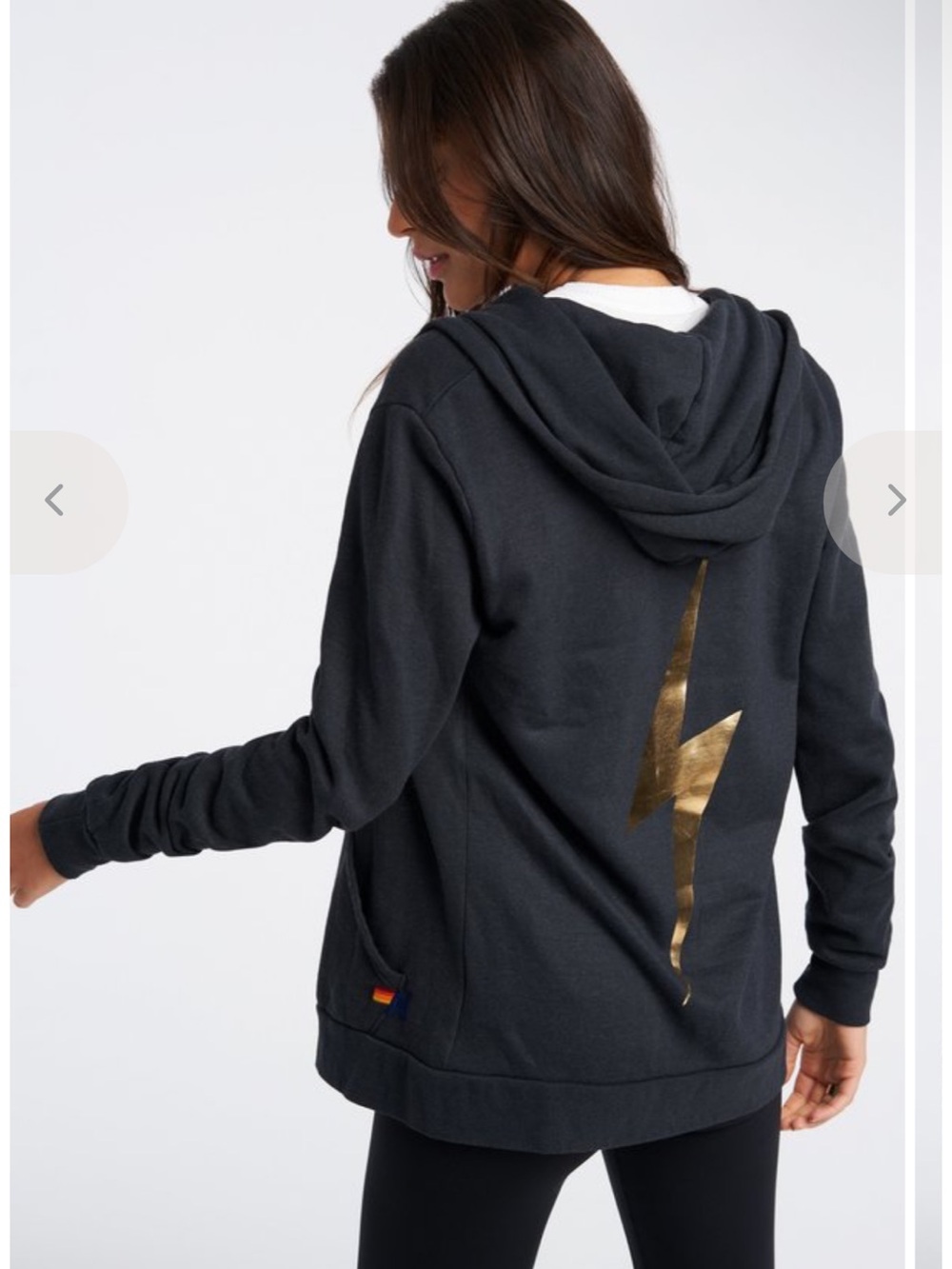 Aviator Nation Zip Up Hoodie Rainbow Logo Unisex XS Metallic Lightening Bolt - Picture 5 of 13